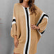 Ribbed Round Neck Long Sleeve Sweater Dress