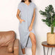 Double Take Short Sleeve Front Slit Hooded Dress