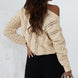 Full Size Openwork Cable-Knit Round Neck Knit Top