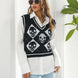 Skull Contrast V-Neck Sweater Vest