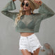 Openwork Flare Sleeve Cropped Cover Up