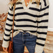 Striped Collared Neck Long Sleeve Sweater