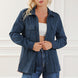 Geometric Button Up Drawstring Collared Neck Jacket