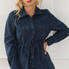 Geometric Button Up Drawstring Collared Neck Jacket