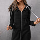 Leopard Spliced Drawstring Zip Up Hoodie Dress