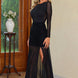 Semi-Sheer Slit Round Neck Dress