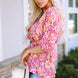Floral V-Neck Tie Front Ruffled Blouse