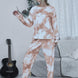 Tie-dye Round Neck Top and Drawstring Pants Lounge Set