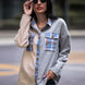 Plaid Contrast Drop Shoulder Shacket