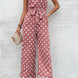 Polka Dot Grecian Wide Leg Jumpsuit