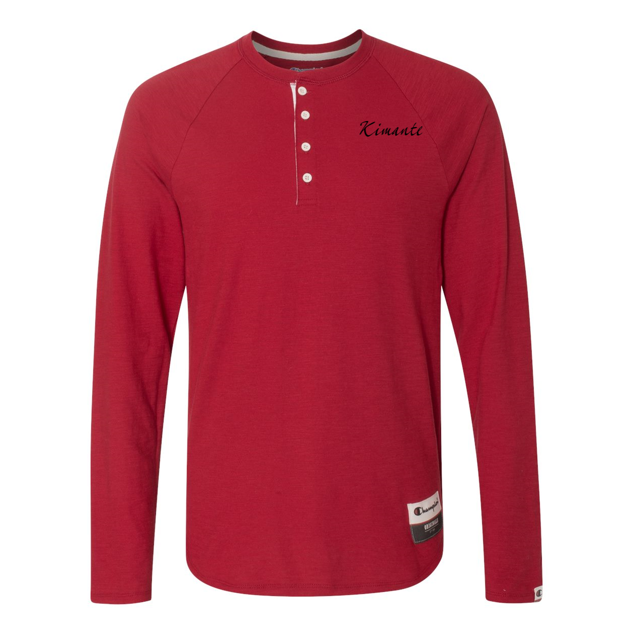 Original Kimante Black Logo Slub Henley Long Sleeve Shirt - Kimante Discounted Fashionionable clothing 