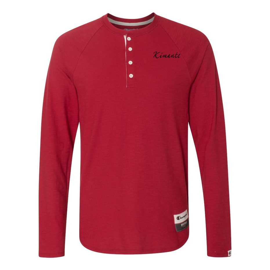 Original Kimante Black Logo Slub Henley Long Sleeve Shirt - Kimante Discounted Fashionionable clothing 