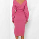 Surplice Neck Bow Waist Slit Sweater Dress