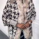 Houndstooth Fringe Hem Poncho