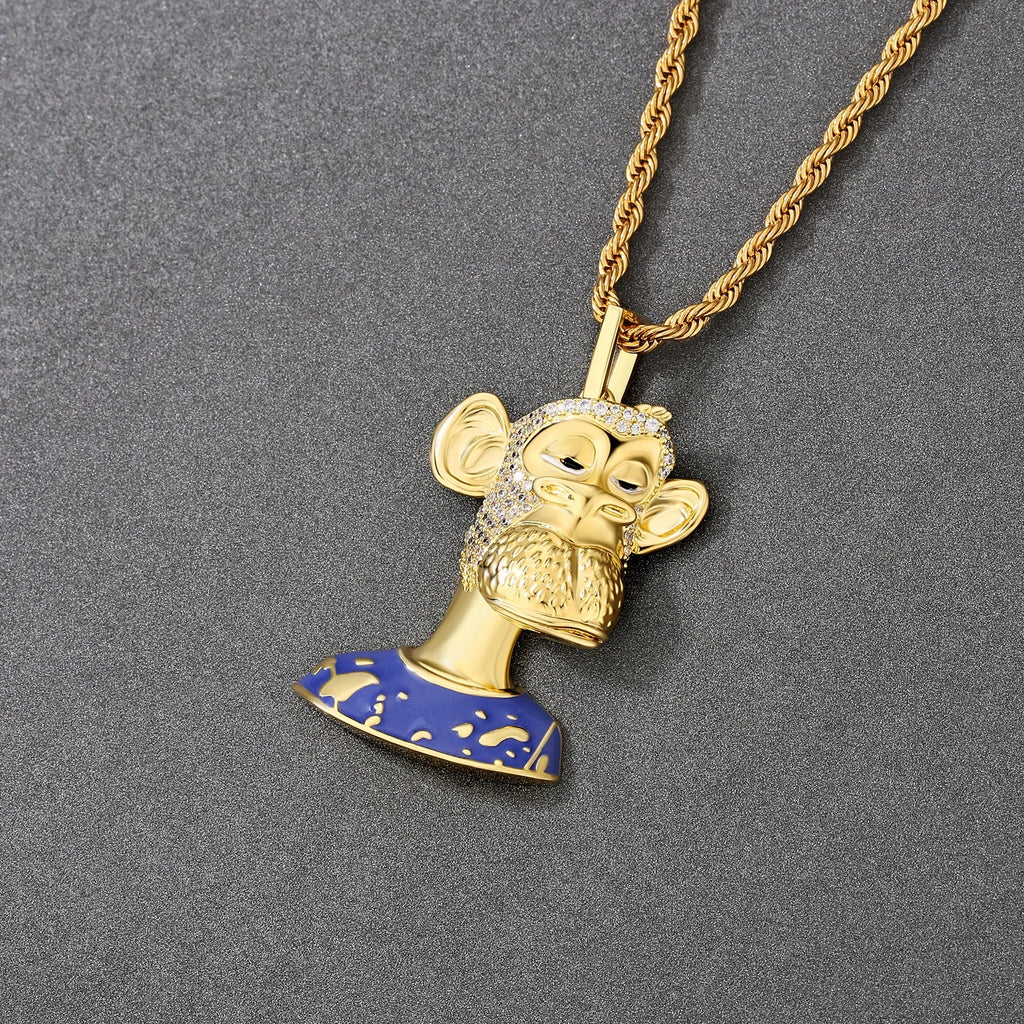 Bling Proud X Bored Ape NFT Pendant with Iced Hair by Bling Proud | Urban Jewelry Online Store