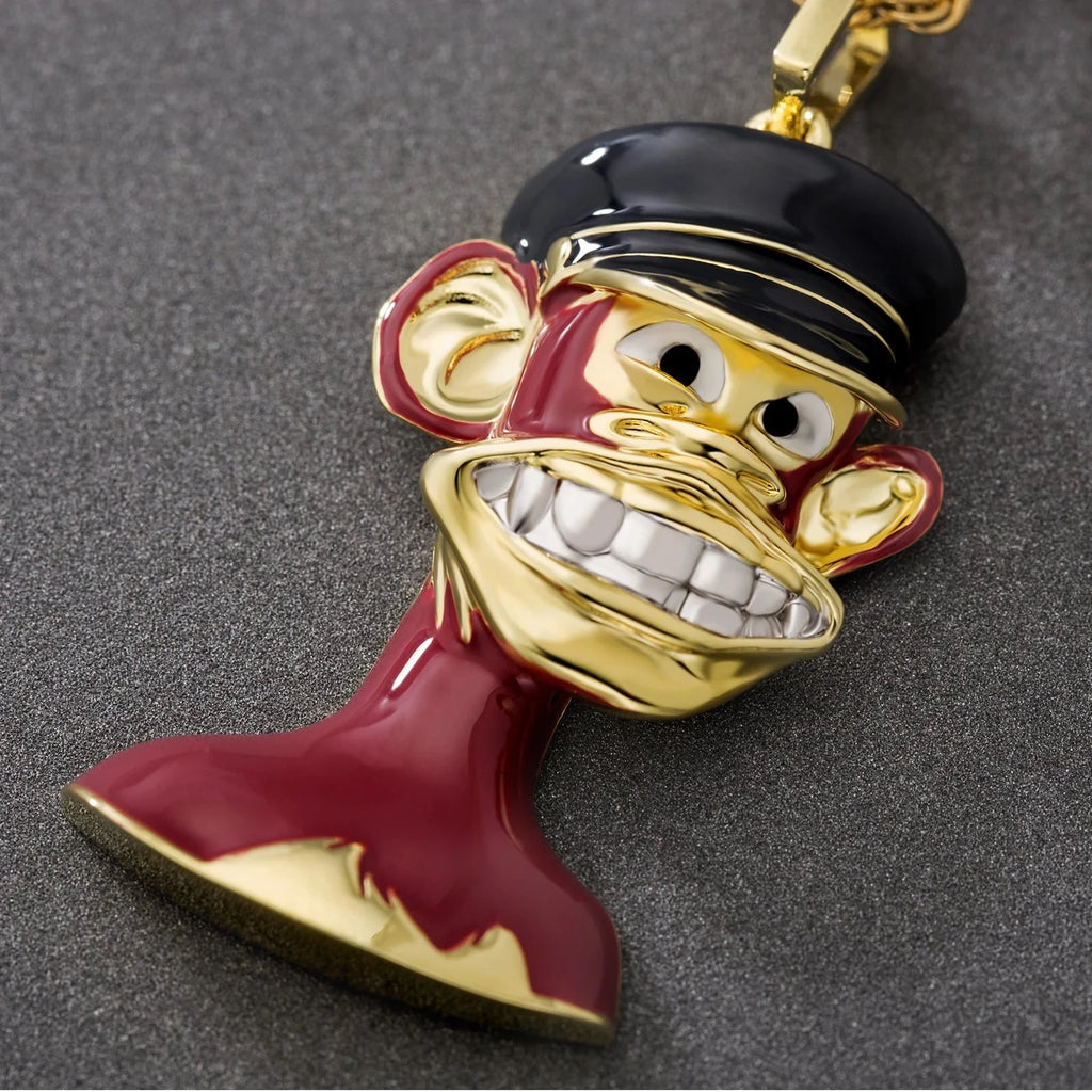 Bling Proud X Bored Ape NFT Pendant with Platinum Teeth by Bling Proud | Urban Jewelry Online Store