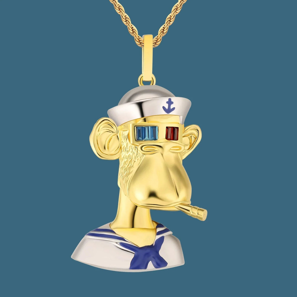 Bling Proud X Bored Ape NFT Pendant with Stones Eyes by Bling Proud | Urban Jewelry Online Store