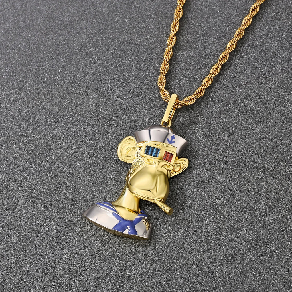 Bling Proud X Bored Ape NFT Pendant with Stones Eyes by Bling Proud | Urban Jewelry Online Store