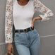 Lace Sleeve Round Neck Ribbed Top
