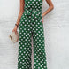 Polka Dot Grecian Wide Leg Jumpsuit