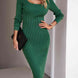 Rib-Knit Slit Sweater Dress