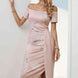 Printed Off-Shoulder Split Dress