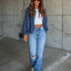 Ribbed Collared Neck Button Up Jacket