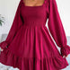 Smocked Flounce Sleeve Square Neck Dress