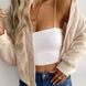 Zip-Up Sherpa Collared Neck Jacket with Pockets