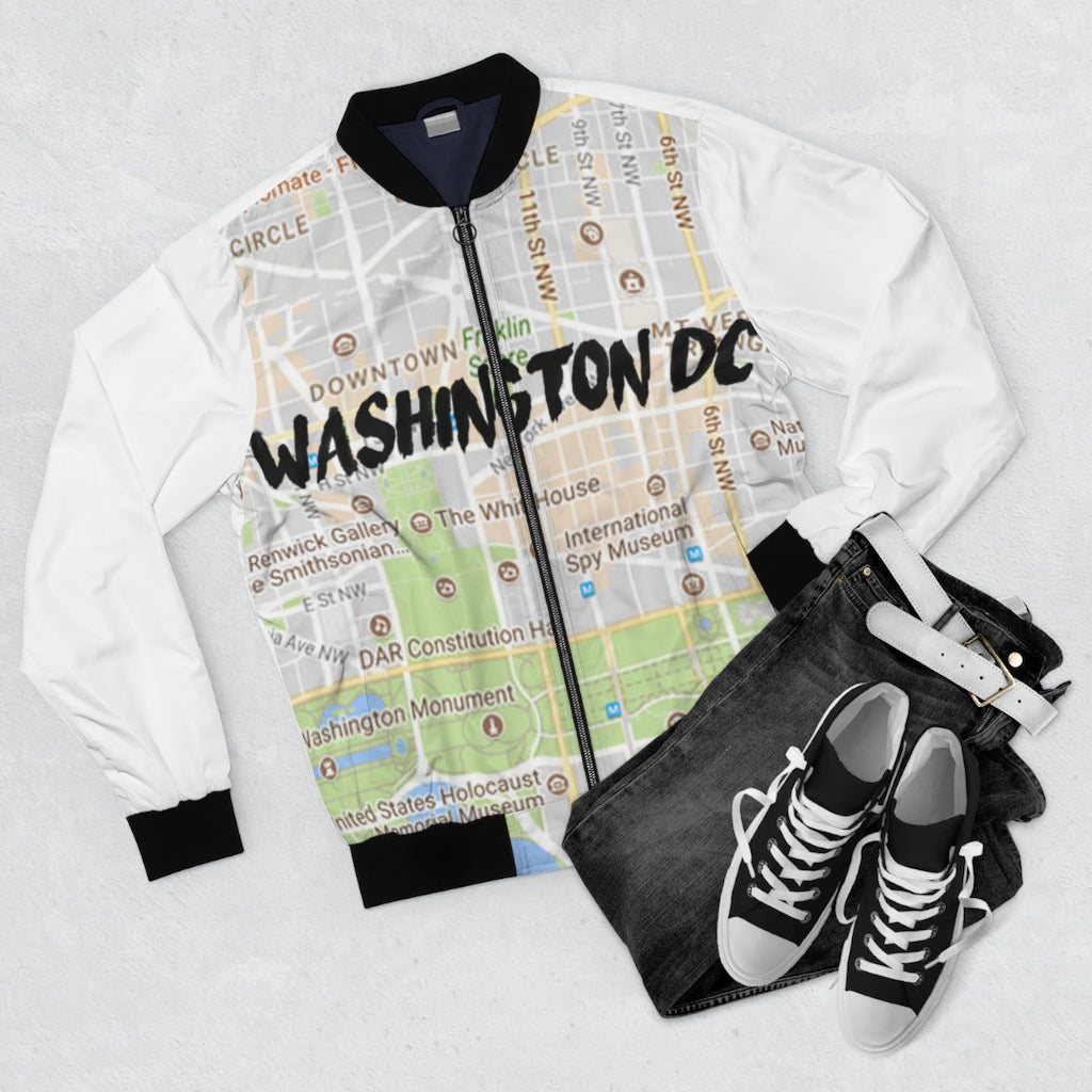 Washington D.C Kimante White AOP Bomber Jacket