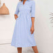 Plaid Collared Neck Midi Dress