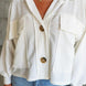 Ribbed Collared Neck Button Up Jacket