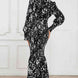 Printed V-Neck Smocked Midi Dress