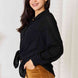 Double Take Waffle-Knit Collared Neck Dropped Shoulder Shirt