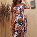 Printed Off-Shoulder Split Dress