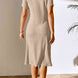 Ribbed Asymmetrical Neck Short Sleeve Dress