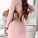 V-Neck Long Sleeve Ribbed Dress