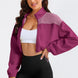 Contrast Drawstring Zip Up Jacket