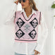 Skull Contrast V-Neck Sweater Vest