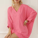 V-Neck Batwing Sleeve Mini Dress
