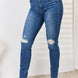 Judy Blue Full Size Mid Waist Distressed Slim Jeans