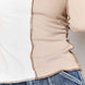 Double Take Color Block Exposed Seam Top