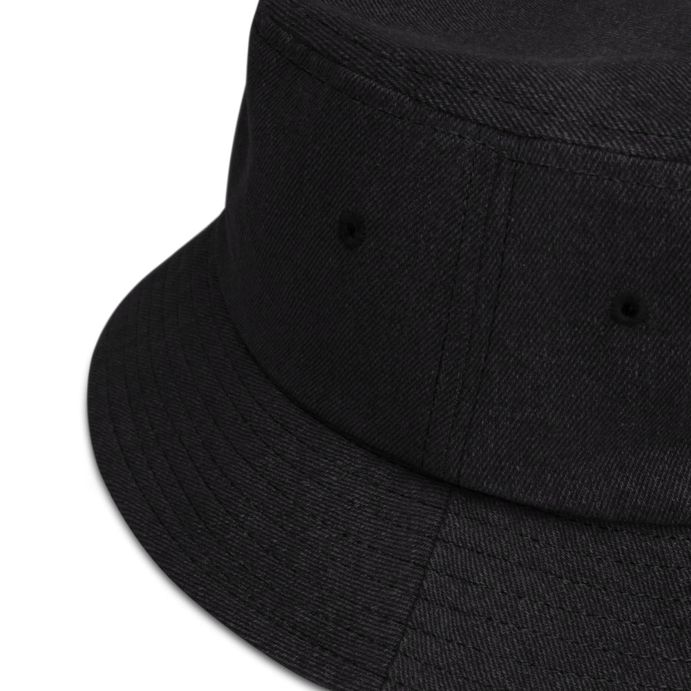 Kimante Script Black Denim bucket Hat