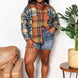Double Take Plaid Curved Hem Shirt Jacket with Breast Pockets