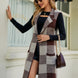Plaid Lapel Collar Sleeveless Cardigan