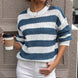 Striped Round Neck Dropped Shoulder Sweater