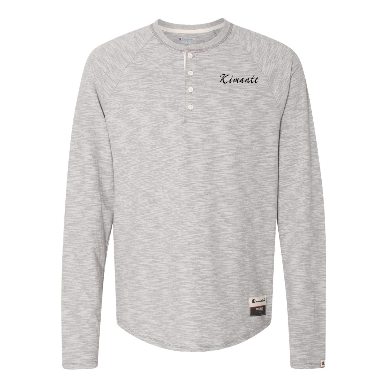 Original Kimante Black Logo Slub Henley Long Sleeve Shirt - Kimante Discounted Fashionionable clothing 
