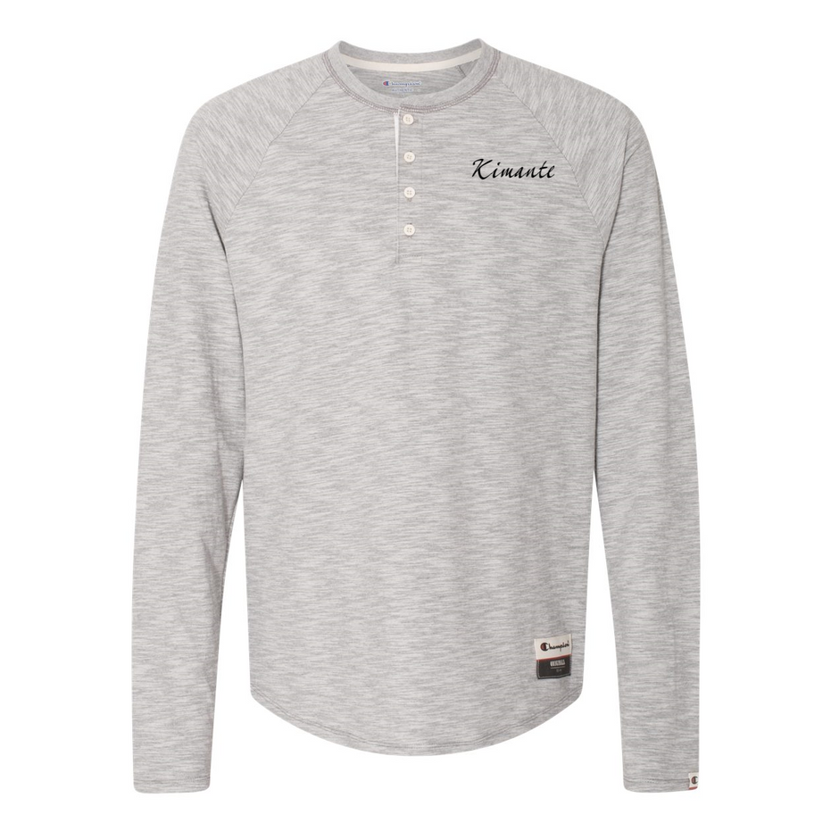 Original Kimante Black Logo Slub Henley Long Sleeve Shirt - Kimante Discounted Fashionionable clothing 