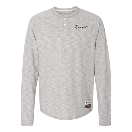 Original Kimante Black Logo Slub Henley Long Sleeve Shirt - Kimante Discounted Fashionionable clothing 