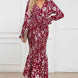 Printed V-Neck Smocked Midi Dress